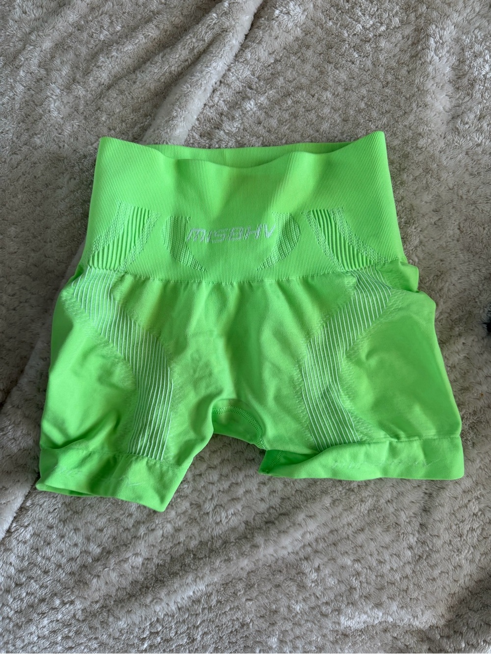 Seamless Neon Green High-Waist Athletic Shorts